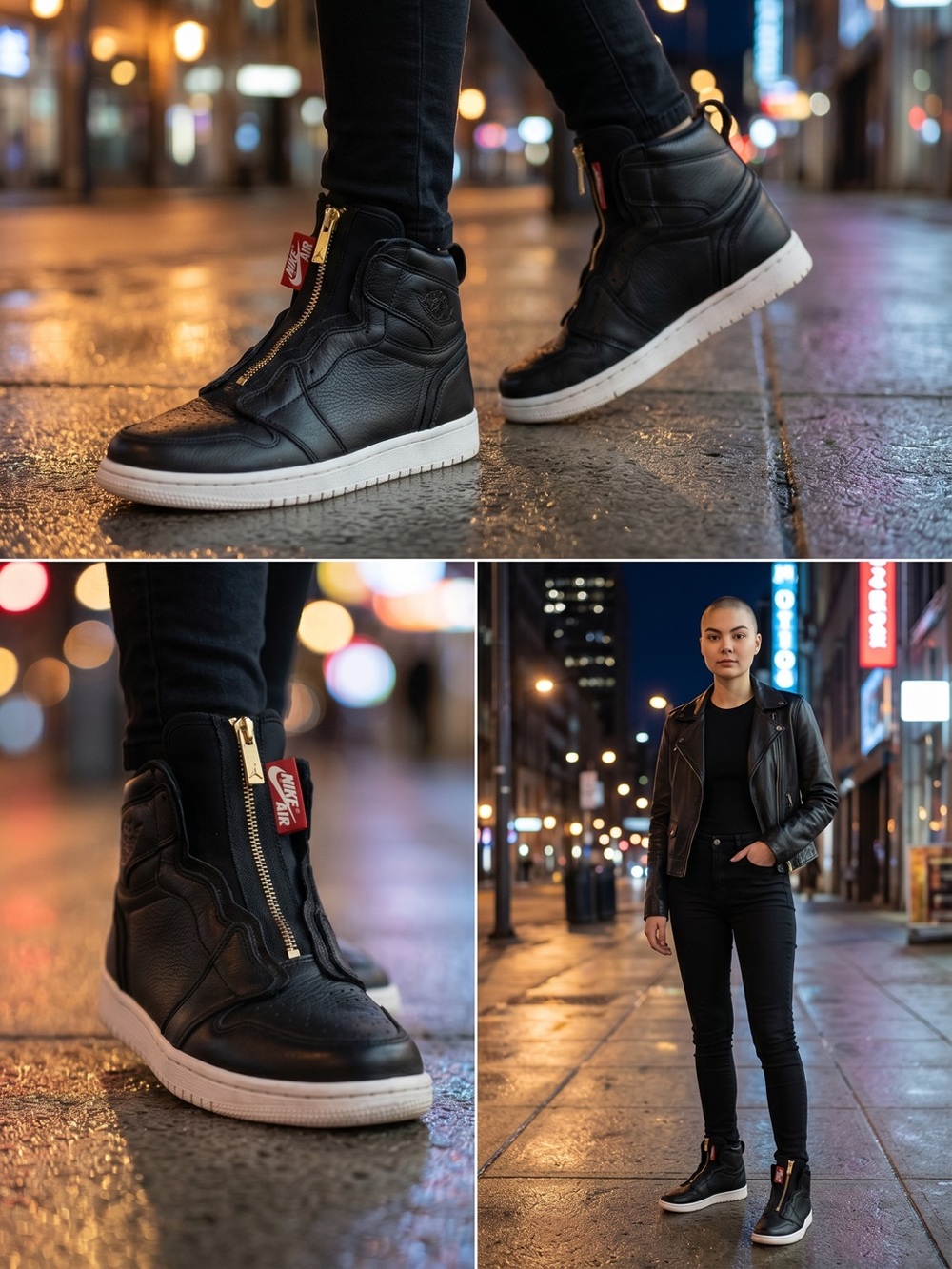 Nike Air Jordan 1 Retro High Zip sneakers in black leather
